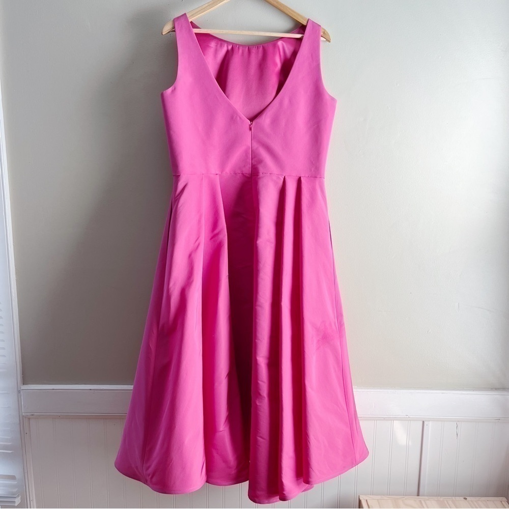 Frascara 100% Silk Fit & Flare Hi-Lo Formal Midi Dress in Magenta Pink, Size‎ 14 - Picture 9 of 12